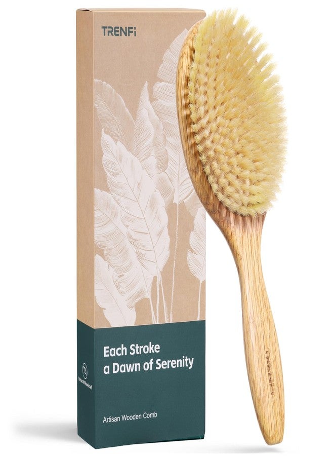 TRENFI Heritage Oak Boar Bristle Hair Brush | 100% First-Cut Natural Bristles for Shine & Smoothing | Soft Scalp Massage | Luxury Grooming for Fine, Short Hair & Men's Styling (Finishing Tool) - Image 1